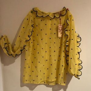 Elf Sack Long Sleeve Ruffle Blouse XL polka dot